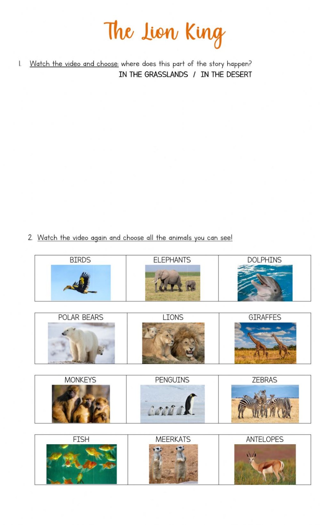 Picture of: Animal – The Lion King worksheet