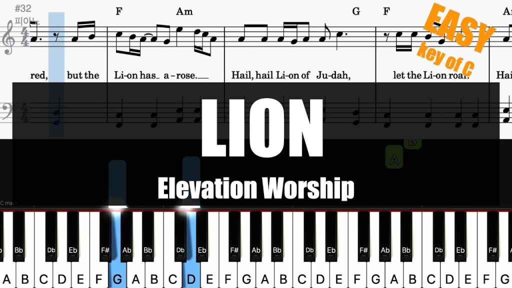 Picture of: 🎹Elevation Worship – LION (Key of C)  Sheet + Lyrics + Chords Piano Easy  Tutorial🎹