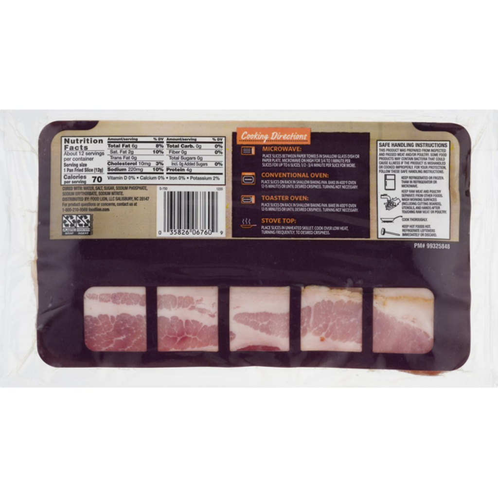 Picture of: Food Lion Bacon, Thick Sliced, Genuine Hardwood Smoked