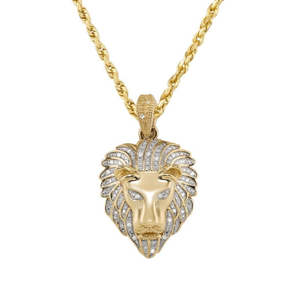 Picture of: k Yellow Gold Diamond Lion Pendant