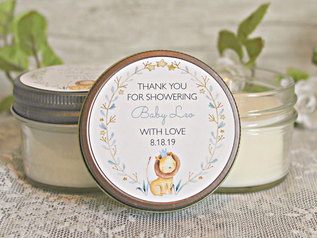 Picture of: Lion Baby Shower Favors / Personalized oz Candle Favors – Etsy