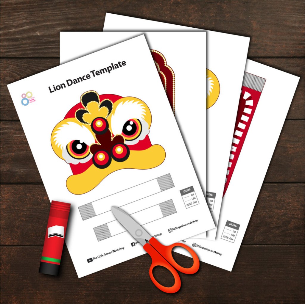 Picture of: Lion Dance Puppet Craft Pack (Red & Yellow) — The Little Genius Workshop