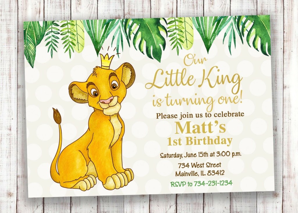 Picture of: Lion King Birthday Invitation, Simba, Lion King, Party, Invitation
