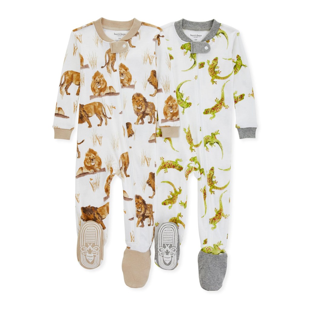 Picture of: Lions Roar Baby Zip Front Snug Fit Footed Pajamas  Pack Set