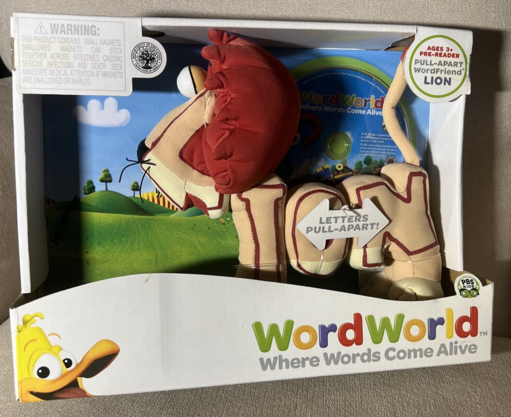 Picture of: NEW PBS Word World Lion Magnetic Letter Learning Plush NIB + Wordworld DVD