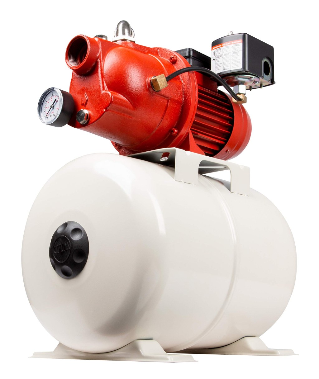 Picture of: Red Lion RL-SWJ/RLH Dual Voltage (/ V) / HP Shallow Well Jet  Pump/Tank Combo . GPM Cast Iron Pump with