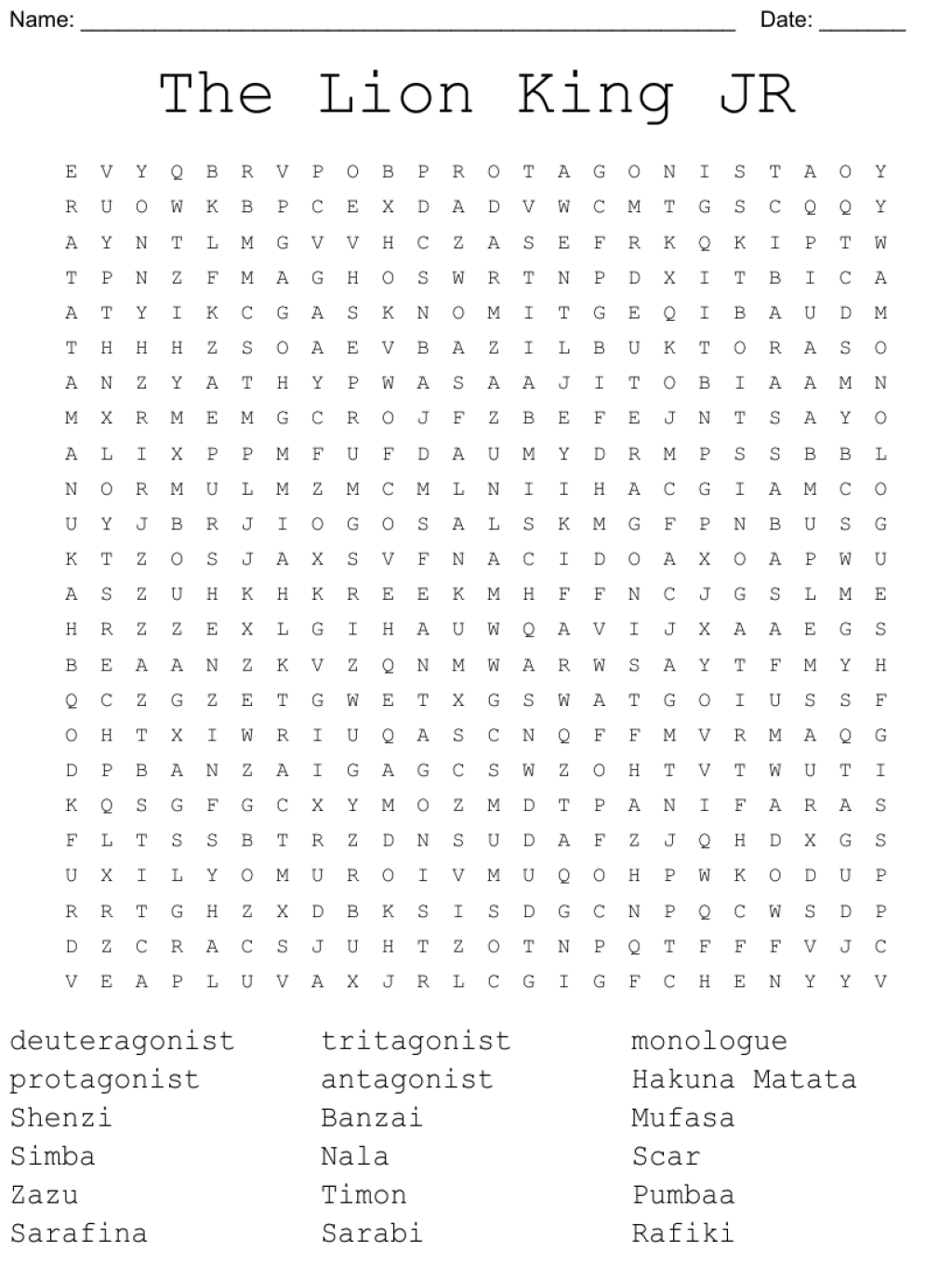 Picture of: The Lion King Crossword – WordMint