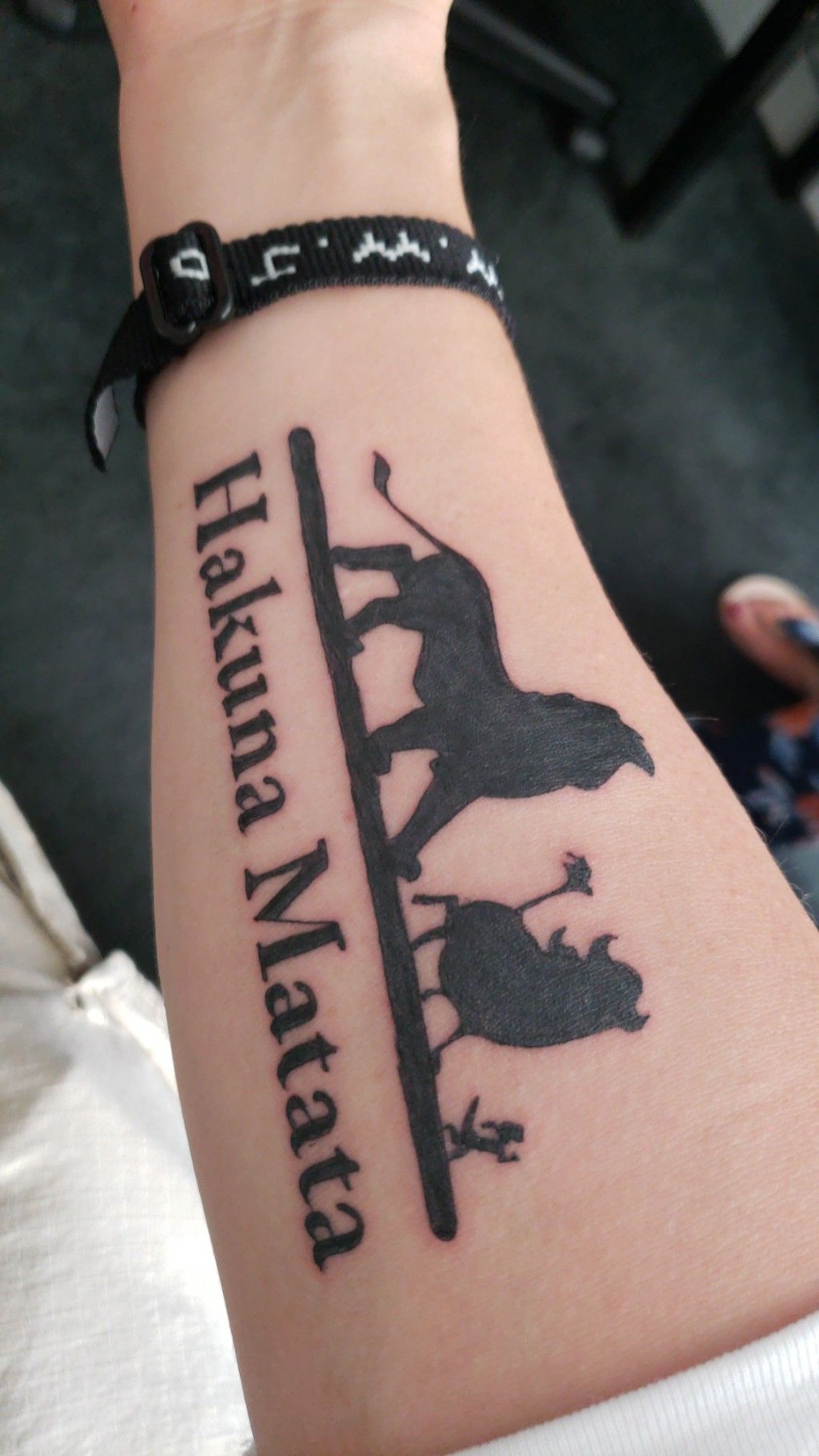 Picture of: The Lion King Hakuna Matata forearm tattoo  Tatuaje de hakuna